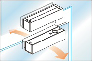 รูปการติดตั้ง U Bracket For BoldDropbolt กับประตูกระจกบานเปลื่อย